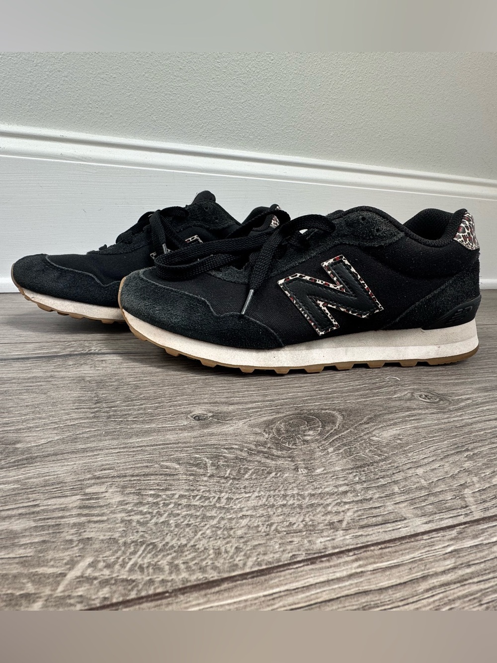 New Balance 515 v3 Black Leopard Suede Lifestyle Sneakers 9.5